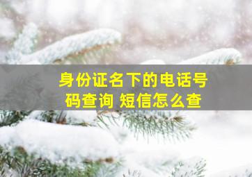 身份证名下的电话号码查询 短信怎么查